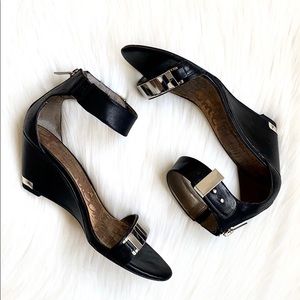 SAM EDELMAN- Black Wedge & Silver Accents